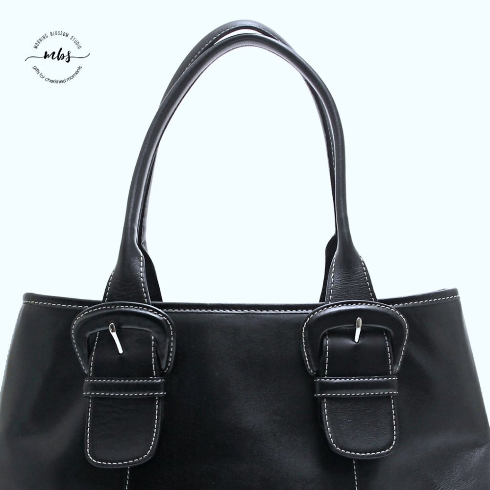 Cole Haan Contrast Stitch Leather Large Tote - Picture 7 of 15